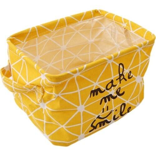 Simplicity Star Letter Print Linen Desk Storage Basket Holder Jewelry Stationery Office Organizer Case For Cosmetics Make Up