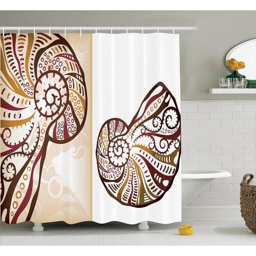 Seashells Shower Curtain Boho Seashells Divided Two Part Effects Hear The Ocean Creature Concept Bathroom Curtains Home Decor