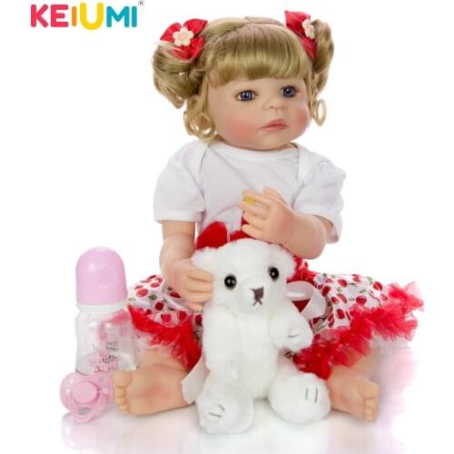 KEIUMI Full Silicone Body Lovely 22 Inch 55 cm Baby Reborn Toy Reborn Doll Lifelike Kid Playmate Christmas Gift