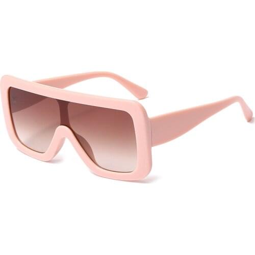 2021 Full Pink Glasses Fashion Oversized Square Sunglasses Women Brand Designer Gradient Shield Lens Big Frame Cute Sun Glasses