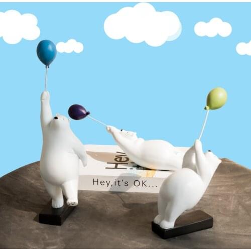 Modern minimalist creative balloon bear statue Polar bear childrens room home decoration ornaments resin gifts for boy children