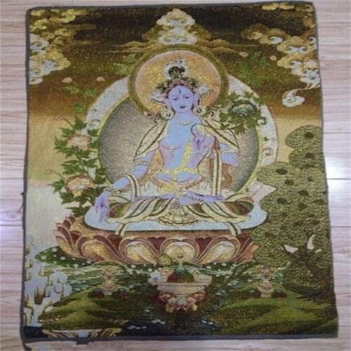 35,43 "Tíbet y Nepal bordado de seda dorada thangka diosa guanyin