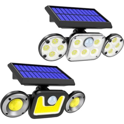 83COB/78LED Solar Wall Lamp Outdoor IP65 Human Body Induction Spotlight Rotatable Three Heads Courtyard Garage Solar Light