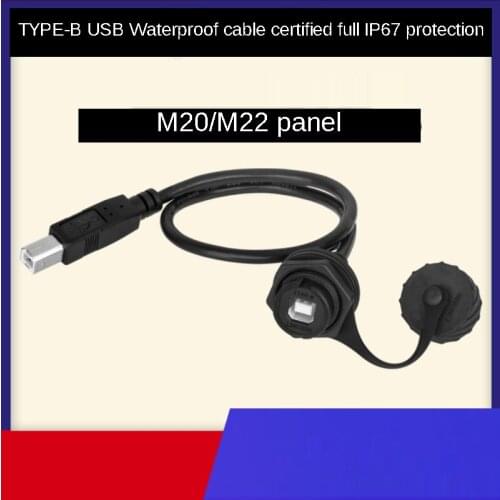 USB aviation plug M20 square printer port USB b female waterproof connector BF panel locking extension cable