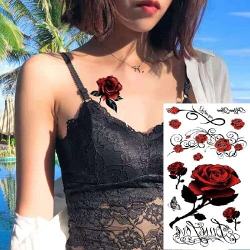 Waterproof Temporary Tattoo Sticker Rose Flower Hand back tatto Art flash tatoo fake tattoos for women men