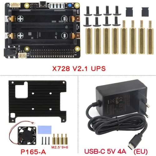 X728 V1.3 UPS HAT& Power Management Board with Power supply, Auto On & Safe Shutdown & AC Power Loss Detection for Raspberry Pi