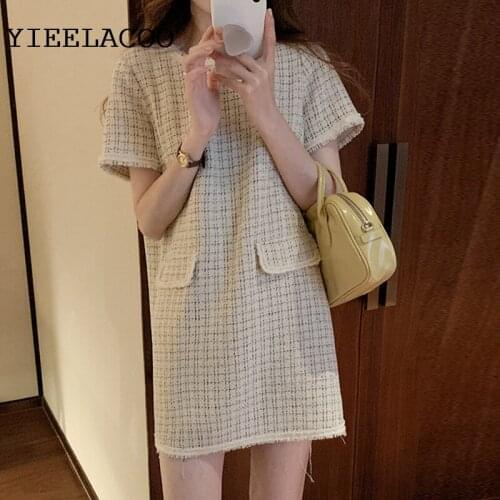 Elegant Dress Socialite Spring/Autumn Tweed Thin small fragrance style 2021 New Mini dress Plaid womens dress