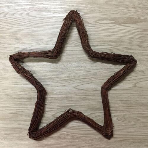 1pcs Five-pointed Star DIY Door Hanging Floral Wreath Star Rattan Wicker Star for Wedding Party Christmas Decor