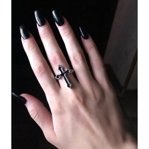 1PC Vintage Cross Open Rings For Women Men Gothic Metal Finger Rings Hip-hop Viking Ring Fashion Jewelry Party Gift Anillo