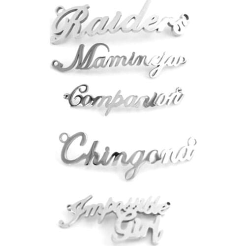 100pcs Customized DIY Name Logo ID Stainless Steel mirror polished bended connector