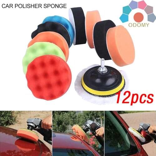 12pcs 125mm Wheel polisher Removes Scratches Sponge Car Polisher Waxing Pads Buffing Kit for Boat Car Polish Buffer Drill