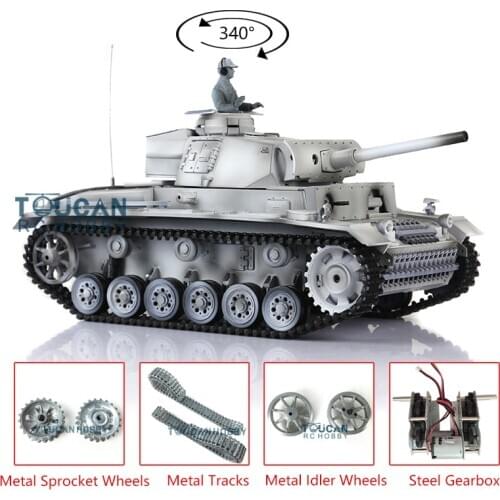 2.4G Heng Long 1/16 Snow 6.0 Upgraded Panzer III L RC Tank 3848 Metal Tracks TH12541-SMT4
