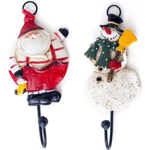 2020 NEW Santa Claus Cute Hook Christmas Snowman Wall Decoration Hook Key Chain Holder For Wall Bathroom Decoration Accessories