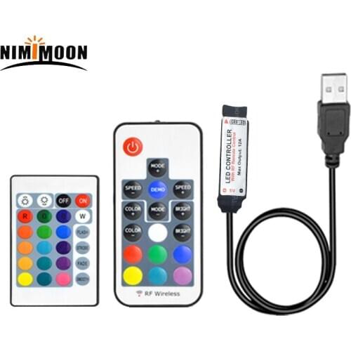 5V-24V USB RGB LED Controller RF IR 3Key 17Key 24Key RGB LED Dimmer 4 Pin USB Interface For 5050 2835 3528 RGB USB LED Strip
