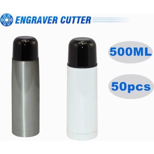 50pcs 500ml Blank Silver Thermos Flask Travel Mug for Sublimation Printing
