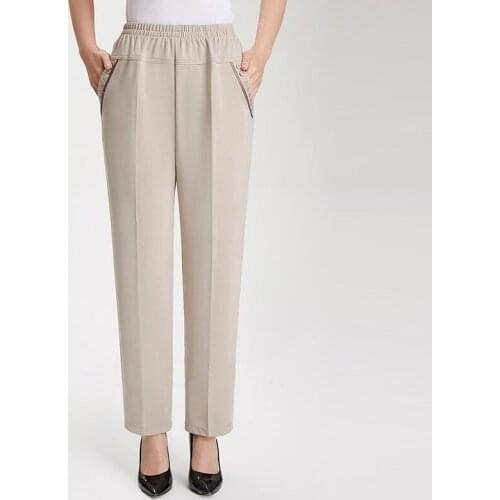 Women Summer Pants Loose High Elastic Waist Pants Middle-aged Clothing Large Size 5XL Spring Straight Pants Female Trousers