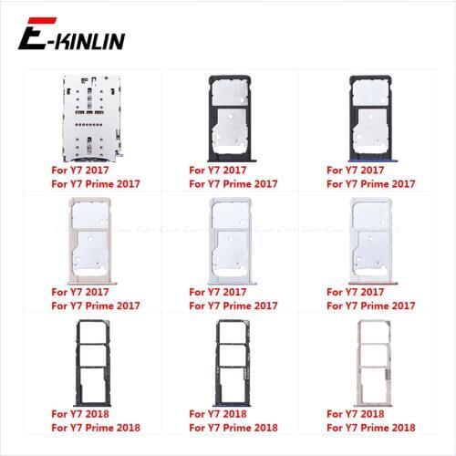 Sim Card Socket Slot Tray Reader Holder Connector Micro SD Adapter Container For HuaWei Y7 Prime 2018 2017 Replacement Parts