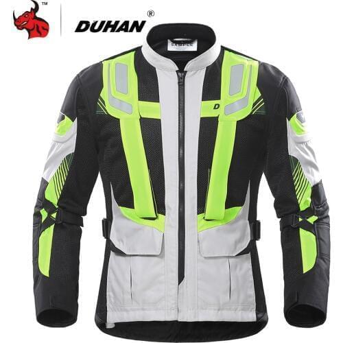 DUHAN Motorcycle Jacket Men Summer Breathable Mesh Moto Jacket Protective Gear Reflective Motocross Jacket Motorcycle Protection