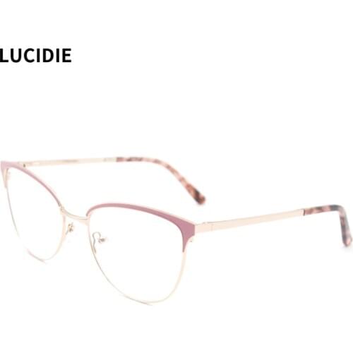 LUCIDIE 2020 Clear Lens Square Glasses Frames Women Retro Oversized Optical Eyeglasses Female Fashion Cat Eye Metal Myopia Frame