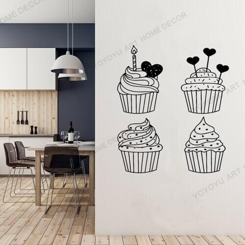 Muffins Cupcakes Cake Sweets Dessert Wall Decal Window Glass Sticker Handmade For Home Living Room Decorations Mural rb403