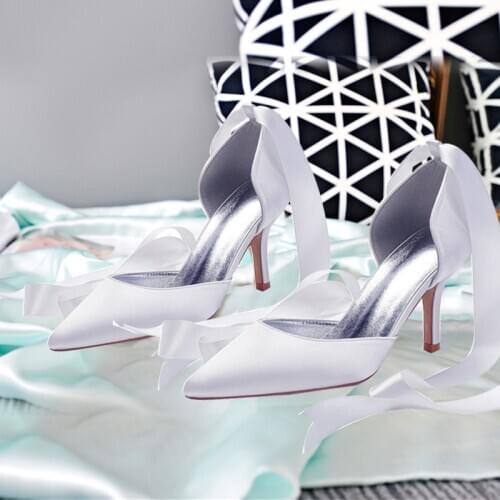 MarHermoso Fashion Womens Wedding Shoes Mujer Bombas Pointed Toe Lace Up High Heels Ribbon Tie Banquet Shoes Chaussure Femme