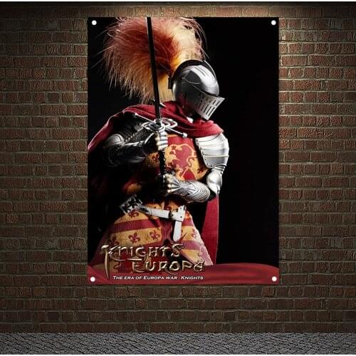 Masonic Knight Templar Flag Banner Wall Art Medieval Warrior Armor Posters Hang on the wall 4 grommets Custom Flag indoor Decor