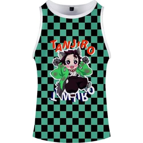 Demon Slayer Halloween Cartoon 3d Bodybuilding Tank Tops Sleeveless Men Women Fitness Vest O-neck Casual Unisex Sport 3D Clothes