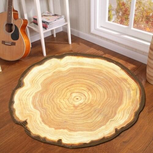 Cute Floor Mat Geometric Abstract Round Carpet Imitation Wood Grain Printing Bedroom Bay Window Hanging Chair Floor Mat Area Rug