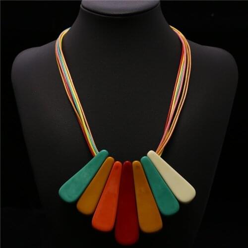 Multi-layer Boho Bohemia Collar Collier Chain Choker Pendant Necklace Women Rainbow Party Gift Jewelry Freely Shipping