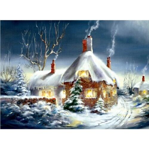 NEW 3d Diy diamond painting cross stitch kits resin pasted painting full round drill needlework Mosaic Home Decor landscape snow