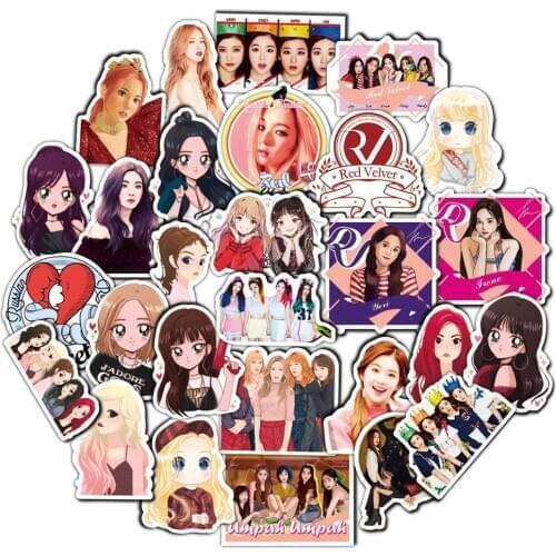 10/50Pcs Red Velvet Korea Team Singer Stickers For Furniture Wall Desk DIY Chair Toy Car Trunk Computer TV Guitar Motorcycle