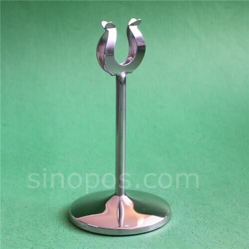 Stainless Steel Harp Card Holder, weighted base u-shaped clamp sign stand table number place cards restaurant menu display clips