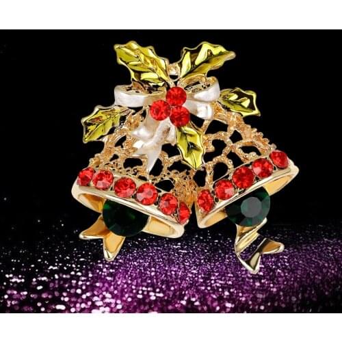 New Crystal Brooch Pin Bouquet Wedding Lady Bells Snowman Tree Christmas Gifts