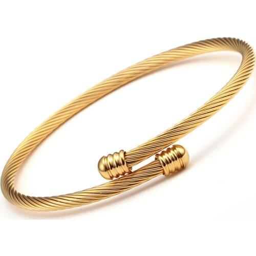 New Fashion Simple Gold Color Stainless Steel Women Men Bracelet Trendy Mesh Open Braided Female Cuff Charm Bracelets Bangles