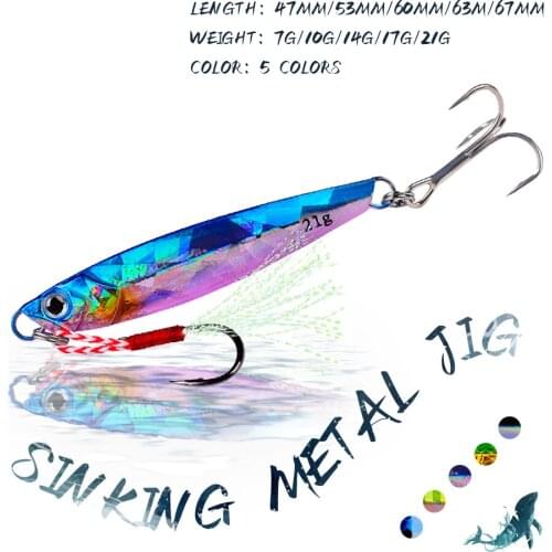 KoKossi 1Pcs 7G-21G Fishing Lure Minnow Artificial Hard Bait Pike Bass Metal Jig Spoon Spinner Baits Sinking Carp pesca Tackle