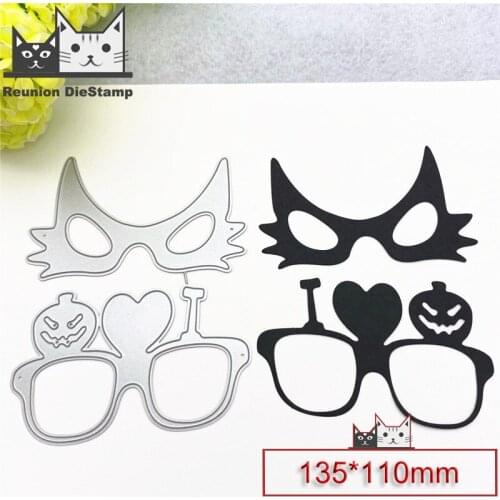Reunion Halloween Dies 2pcs Mask Metal Cutting Dies Scrapbooking Carbon Steel Craft Die Cut for DIY Photo Album Decorative 2020