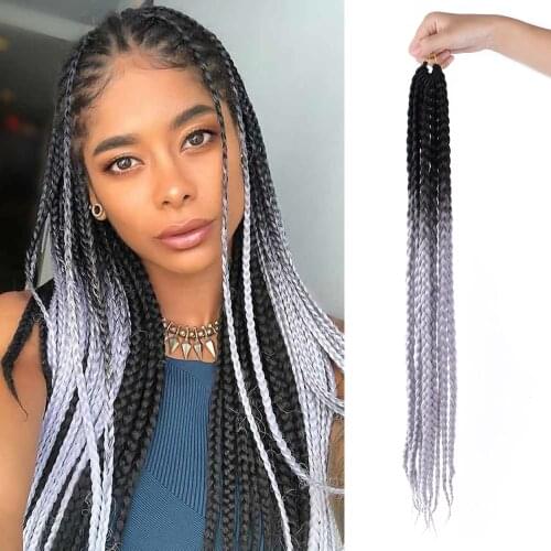 Natifah Synthetic Hair Extensions Braiding Crochet Box Braids 24 Inch 100g Ombre Afro High Temperature Fiber Pre Stretched Hair