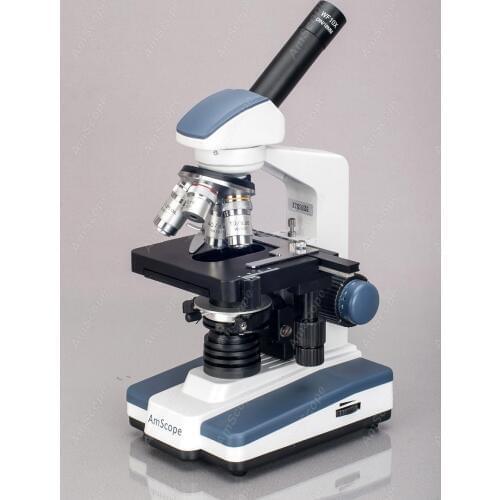LED Digital Monocular Compound Microscope--AmScope 40X-2500X LED Digital Monocular Compound Microscope with 3D Stage M620C