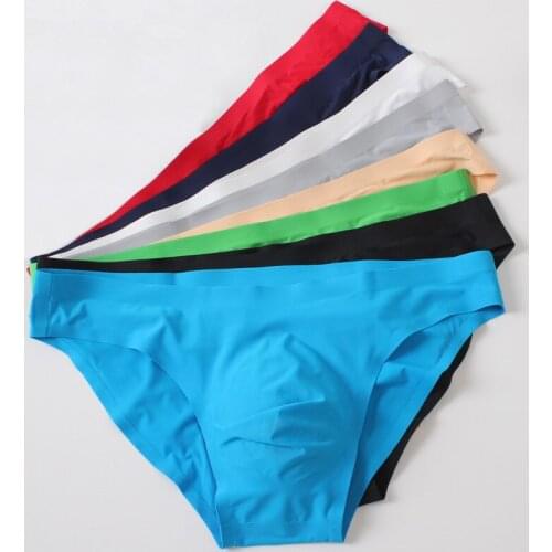 Sexy Fashion Ice Silk Man Sexy Hipster Penis Pouch Mini Briefs Underwear Male Gay Funny Jockstrap Panties Size M L XL XXL XXXL