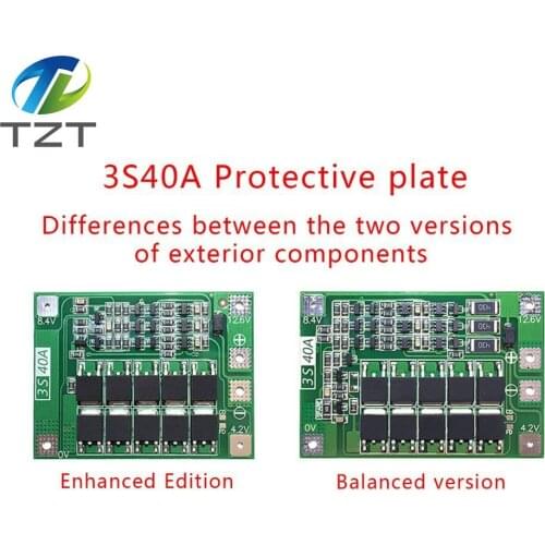 3S 40A Lithium Li-ion Battery Charger Protection PCB BMS Board with Balance For Drill Motor 11.1V 12.6V Lipo Cell Module