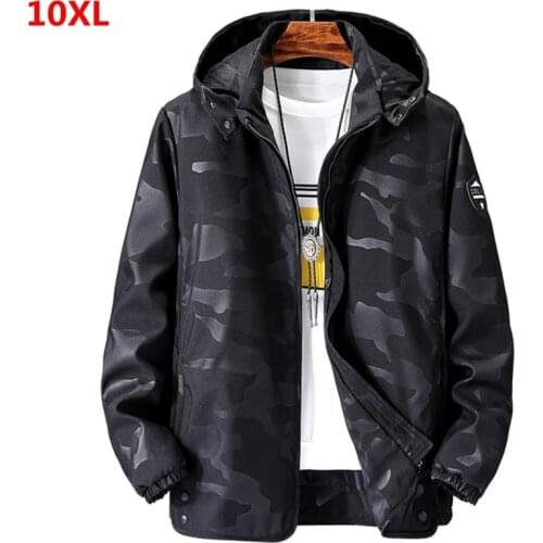 Large Size Windbreaker Men Plus Size Jacket Spring 150kg Loose Camouflage Jacket Bust 155 160 10XL 9XL