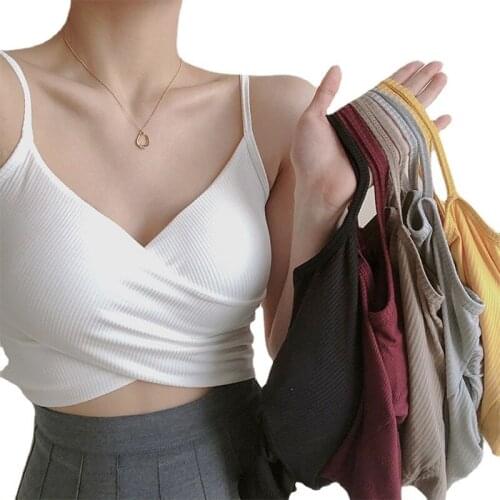 Women Crop Top Twist Tank Top Seamless Underwear Female Crop Tops Girls Streetwear Sexy Lingerie Padded Tube Bras Top Camisole