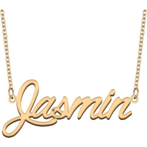 Jasmin Name Necklace for Women Stainless Steel Jewelry 18k Gold Plated Nameplate Pendant Femme Mother Girlfriend Gift