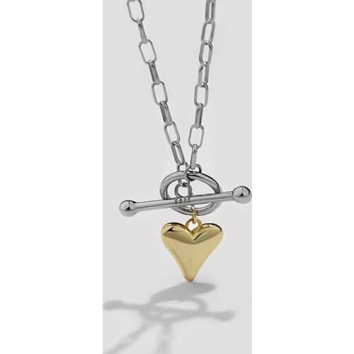 Amaiyllis 925 Sterling Silver OT Buckle Love Necklace Light luxury Retro Clavicle Chain Heart Pendant Necklace Jewelry