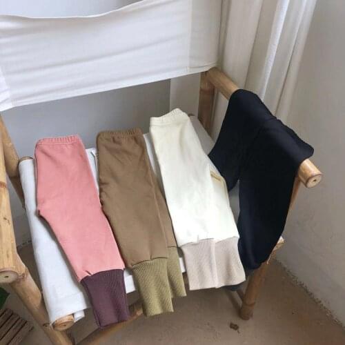 2020 Winter Childrens Clothing New Korean Baby All-match Stitching Two-Color Velvet Wear Leggings