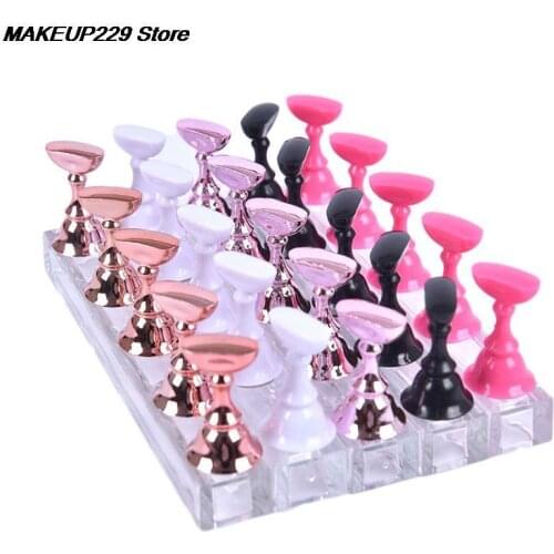 1Set False Nail Tips Practice Trainning Display Stand Holder Base Alloy Crystal Nail Art Polish Display Manicure Tools HOT