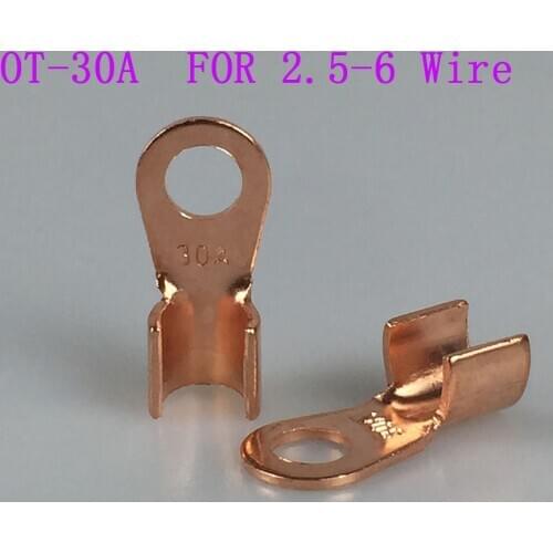 10pcs OT-30A 6mm Dia purple Copper Circular Splice Terminal L4 Wire Naked Connector For 2.5-6 Wire