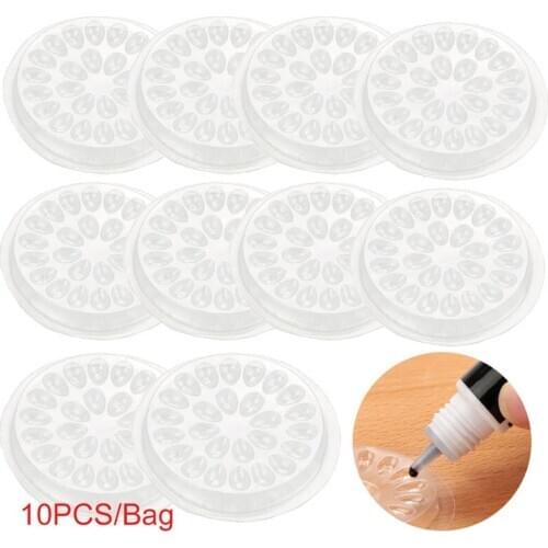 10 Pcs/Set False Eyelashes Glue Holder Eyelash Extension Glue Holder Pallet Pads Gasket Plastic Tranparent for Eyelash Extension