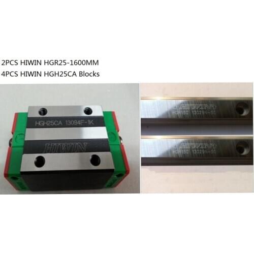 2pcs 100% Original Hiwin linear rail HGR25-1600mm + 4pcs HGH25CA narrow blocks
