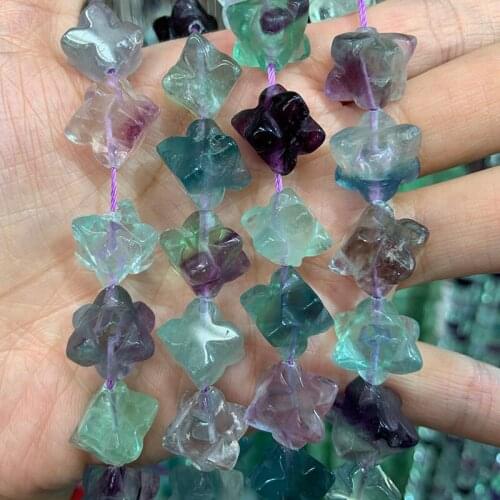 12mm Natural Fluorite Stone Beads 15'' Carved Cube Flower DIY Loose Beads For Jewelry Making Beads Bracelet Necklace DIY Gift